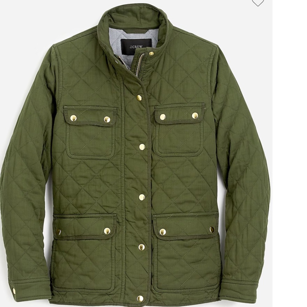 J Crew Women’s Quilted Downtown Field Green Jacket Small